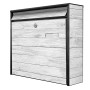 Banjado Briefkasten, schwarz mit weiß gebeiztem Holzmotiv, inkl. Montagematerial und 2 Schlüsseln.