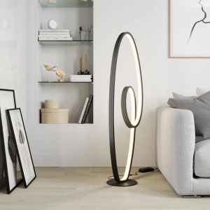 Lucande LED Stehlampe Bronwyn 9639160 Dimmbar Modern in Schwarz aus Aluminium 1-flammig Wohnzimmerleuchte