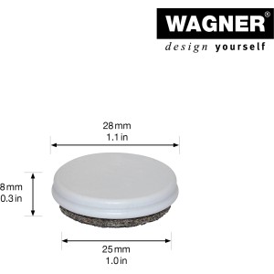 Wagner Möbelfuß Justus Lounge QuickClick, 4er Set mit weißem Kunststoff und Filzgleiter.