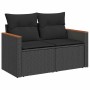 Schwarzes vidaXL Garten-Sofa-Set aus Poly Rattan mit Kissen, 2-Sitzer.