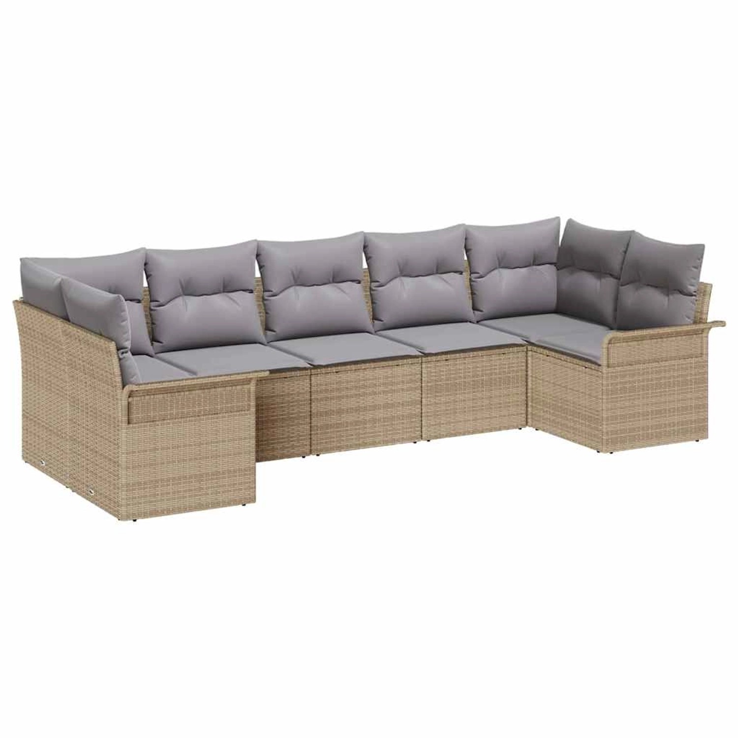 vidaXL Garten-Sofa-Set mit Kissen 7-Tlg Beige Poly Rattan 3345510 günstig online kaufen