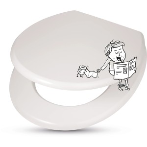 Weißer baliv WC-Sitz Pollino mit Absenkautomatik und Cartoon-Motiv.
