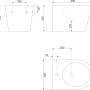 Technisches Maßbild des Kerra Wandbidets Delos BID. Zeigt alle Abmessungen für die Wandmontage des weißen Bidets.