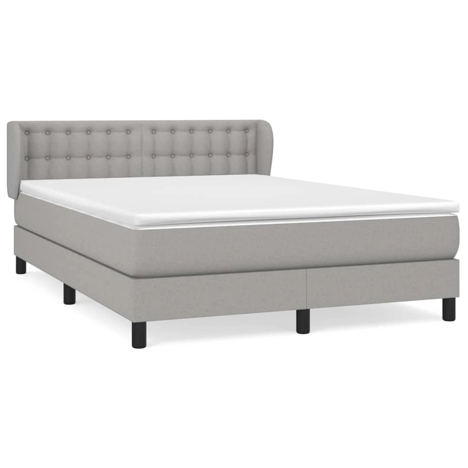 vidaXL Boxspringbett Boxspringbett mit Matratze Hellgrau 140x190 cm Stoff B günstig online kaufen