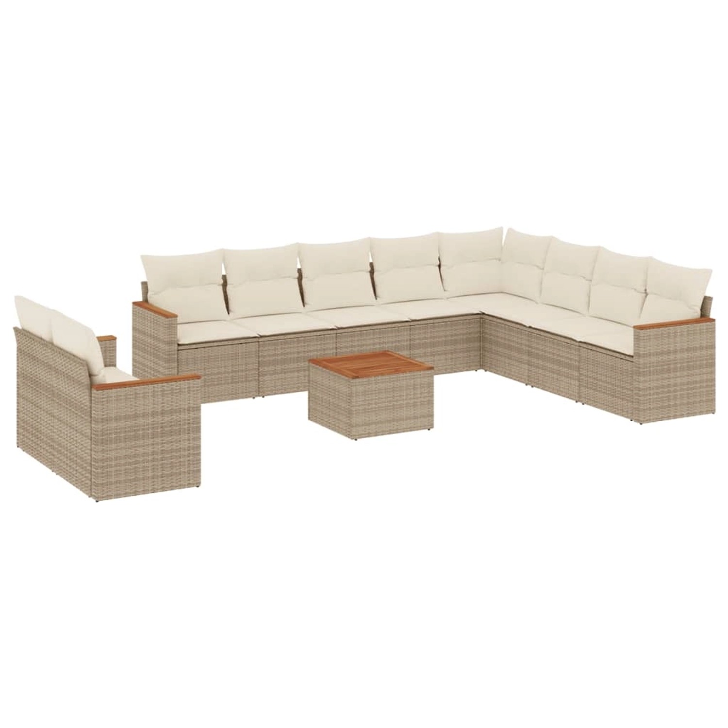 vidaXL 11-Tlg Garten-Sofagarnitur mit Kissen Beige Poly Rattan 3258523 günstig online kaufen