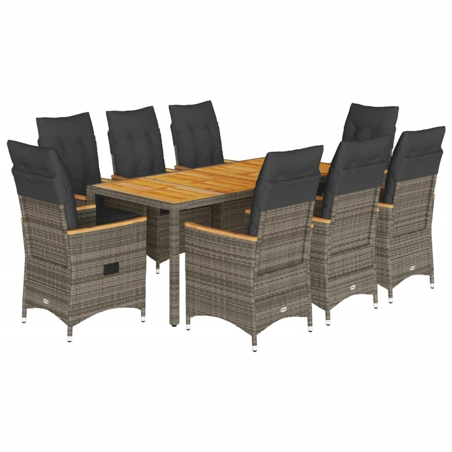 vidaXL 9-Tlg Garten-Essgruppe mit Kissen Grau Poly Rattan 3276850 günstig online kaufen