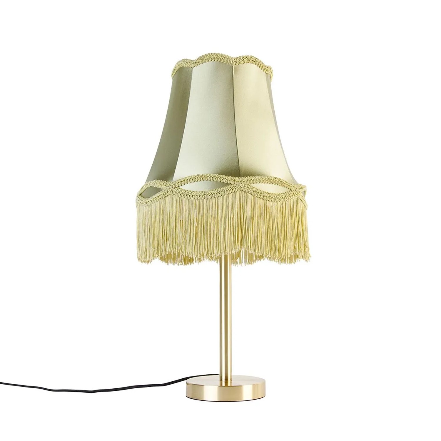 QAZQA Klassische Tischlampe Messing mit Granny Shade Grün 30 cm Simplo