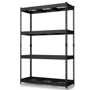 Floordirekt Schwerlastregal Yukon Rivet 4 Böden Schwarz 180 x 120 x 45 cm