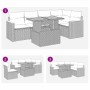 Graue 6-tlg. vidaXL Garten-Sofagarnitur aus Polyrattan mit Tisch und Kissen.