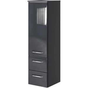 Pelipal Bad-Hängeschrank Trentino, Anthrazit Hochglanz, 30 cm breit, mit Tür und zwei Schubladen.
