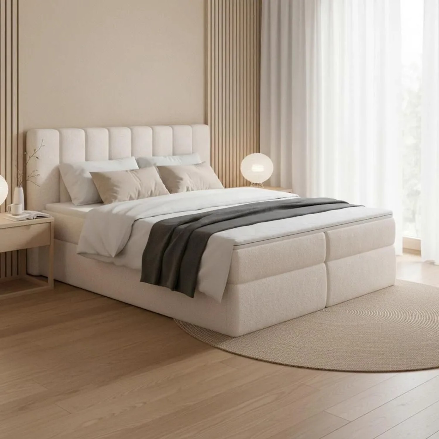 Bessagi Home Boxbett Mala Creme ca. 180x200 cm mit Topper