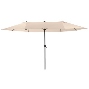 Leco Marktschirm, 460x270 cm, Beige, mit Kurbel. Sonnenschirm für Garten und Terrasse.