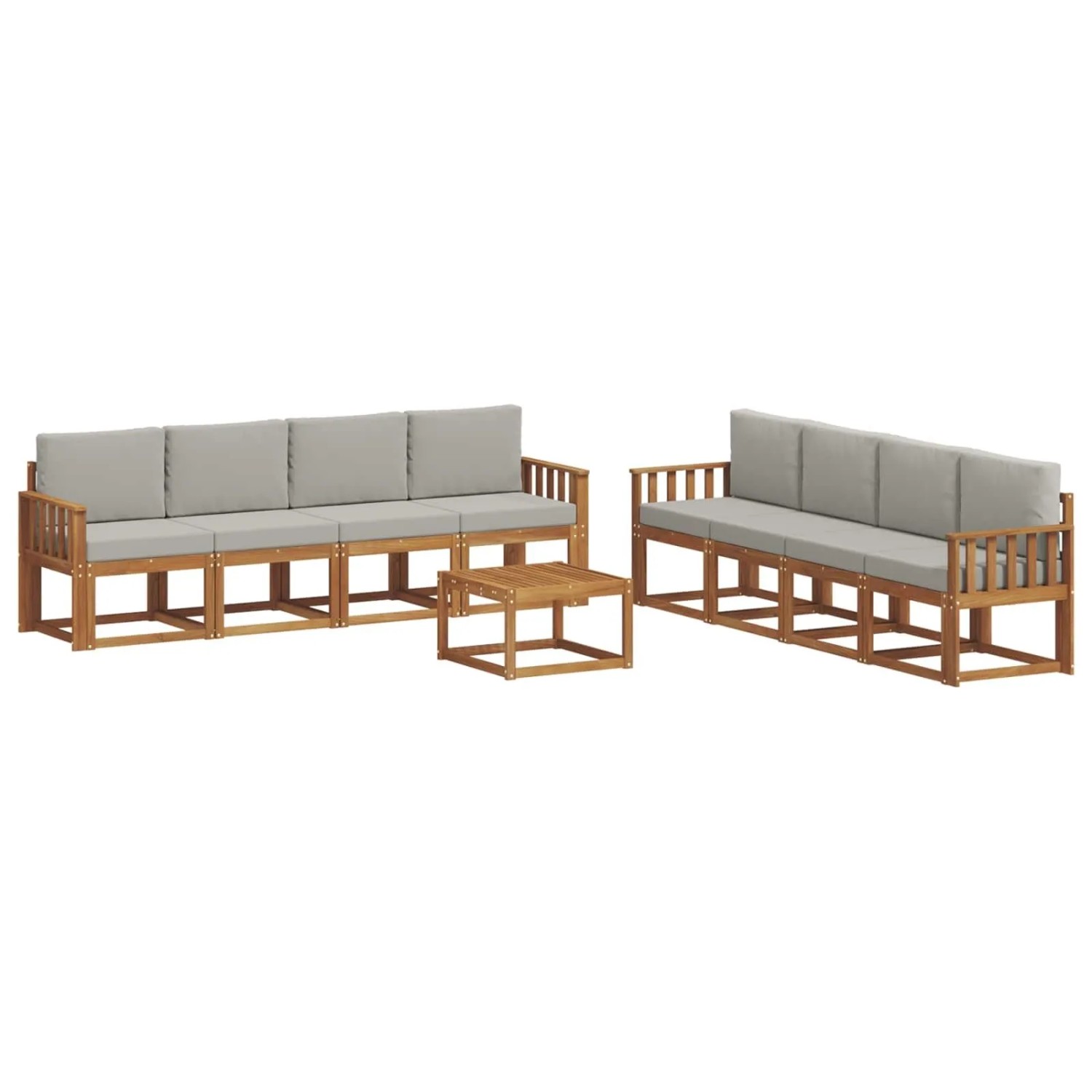 vidaXL Outdoor-Sofagarnitur mit Kissen 9 Stk Natur und Hellgrau 3366179