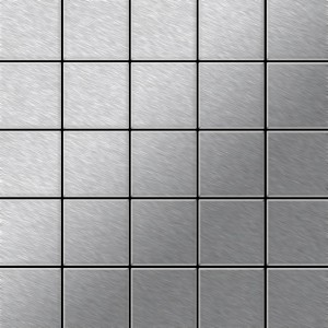 Gebürstete, graue Edelstahl Mosaikfliese von ALLOY, Century-S-S-B. Quadratische Form.