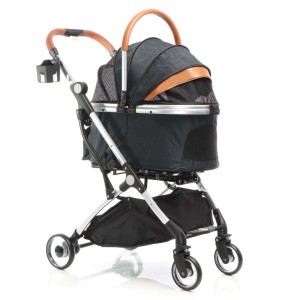 Fudajo 2In1 Hundewagen Faltbar Hundebuggy Ablage Schwarz Haustierwagen Katze
