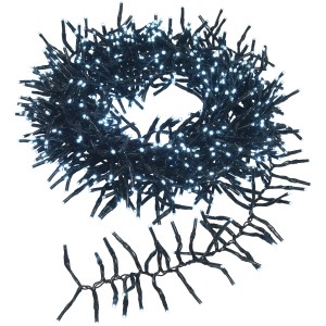 LED-Büschellichterkette, 768 kaltweiße LEDs, schwarzes Kabel, 8,5 m, für Innen- und Außenbereich.