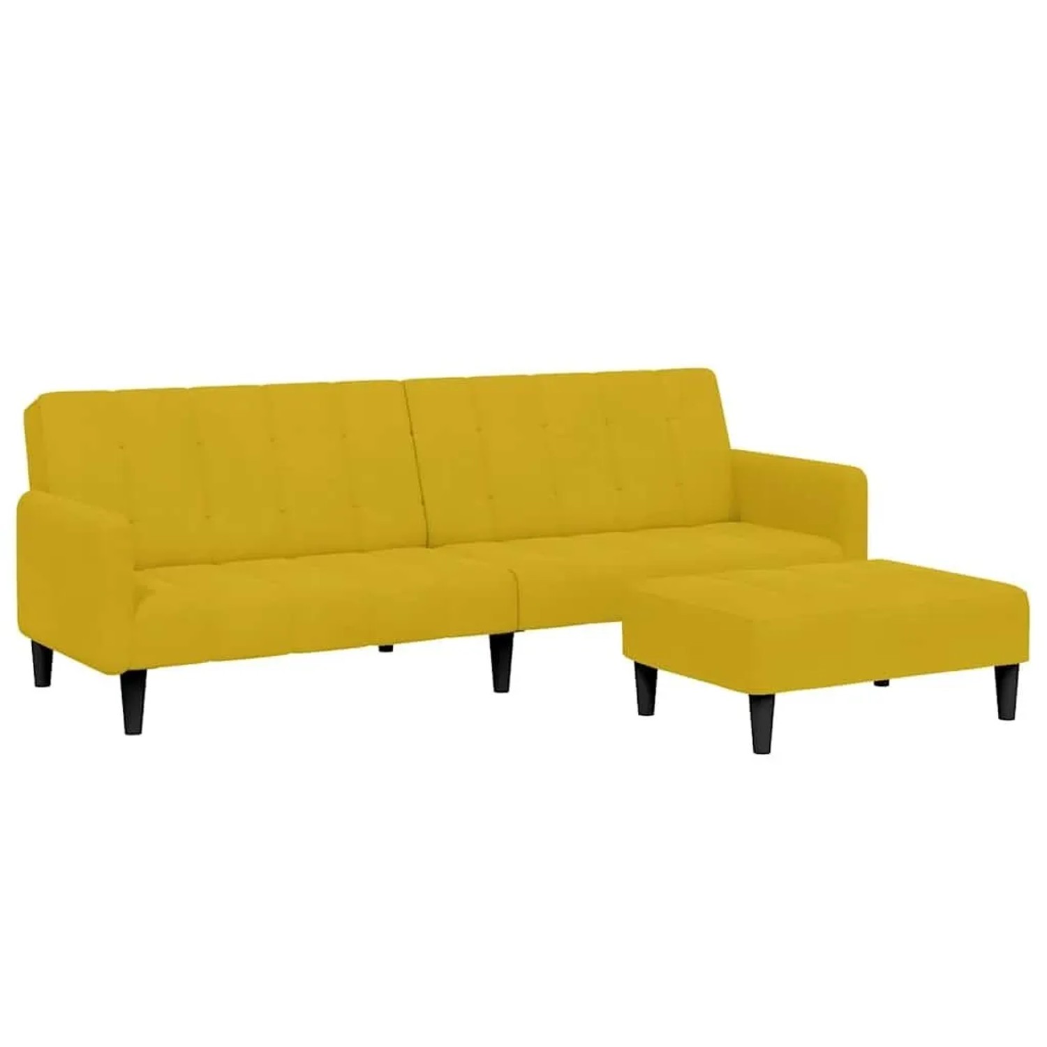 vidaXL Schlafsofa 2-Sitzer mit Fußhocker Gelb Samt 3258102