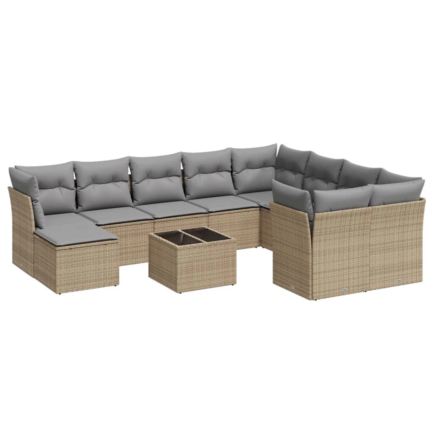 vidaXL 11-Tlg Garten-Sofagarnitur mit Kissen Beige Poly Rattan 3218599 günstig online kaufen
