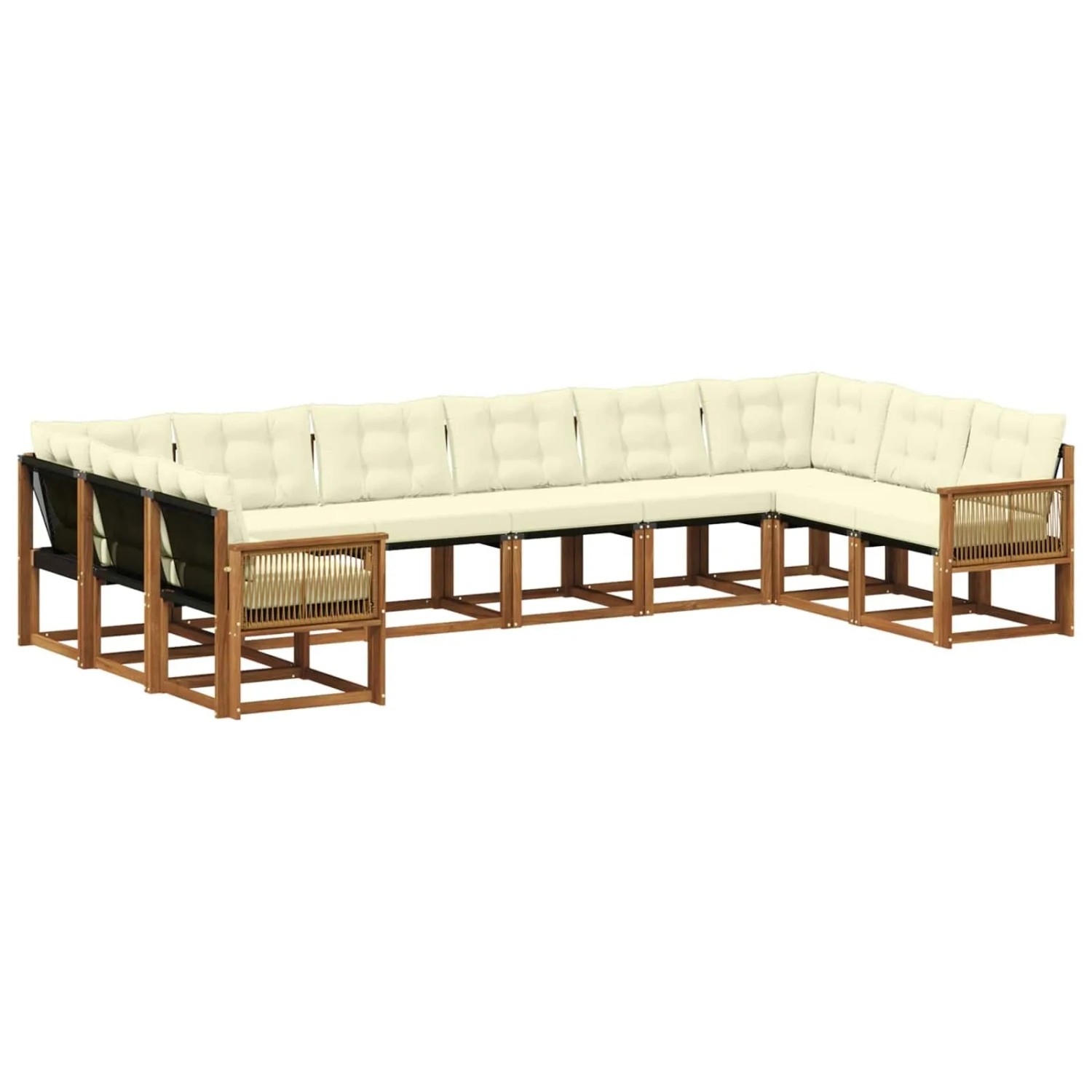 vidaXL Outdoor-Sofagarnitur mit Kissen 10 Stk Natur und Creme 3382242