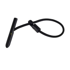 Schwarzer flexibler Spanngummi 25cm mit T-Stück zur Quersicherung für Planen und Netze. Gartenhandgerät.