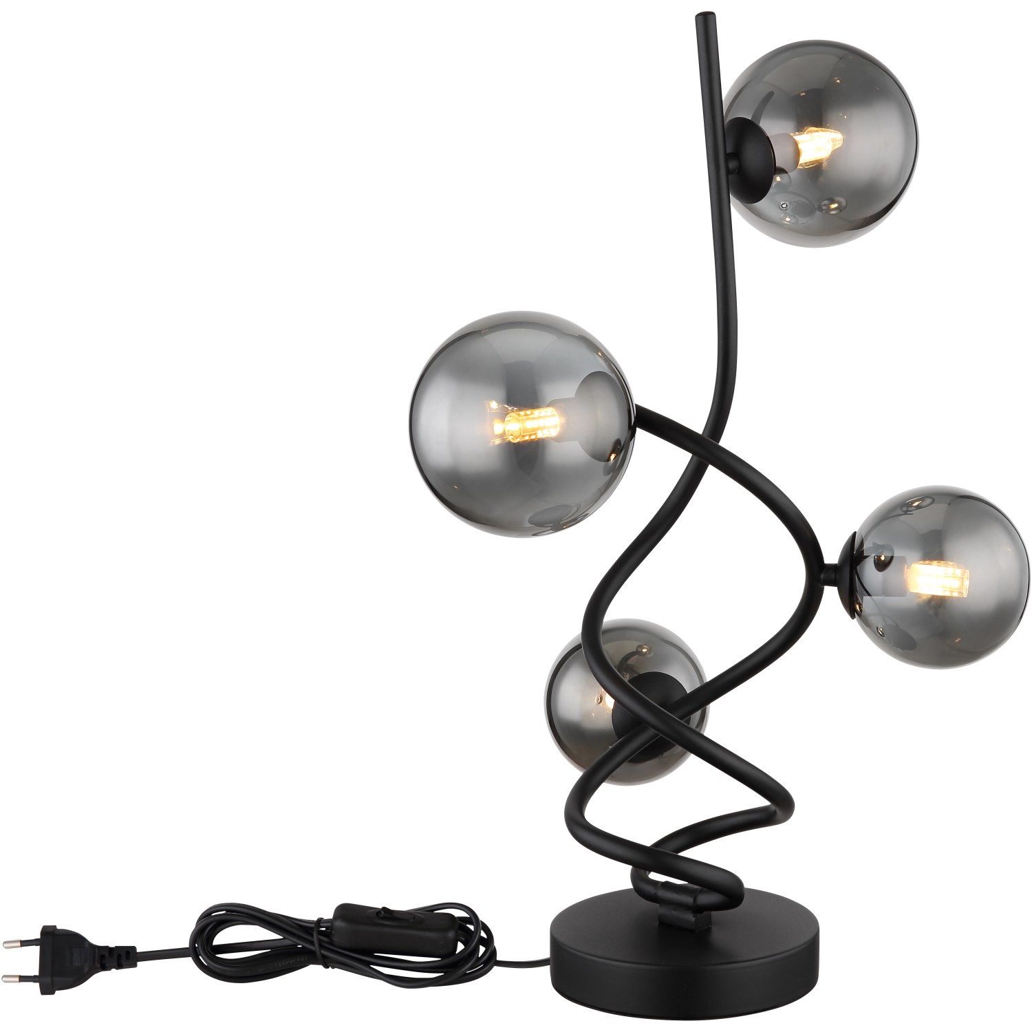 Globo LED-Tischleuchte Riha Ø 15 cm Metall Schwarz Matt