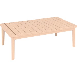 Heller Akazienholz-Tisch mit Lattenmuster, Teil der Ashwood Loungegruppe für Gartenmöbel.