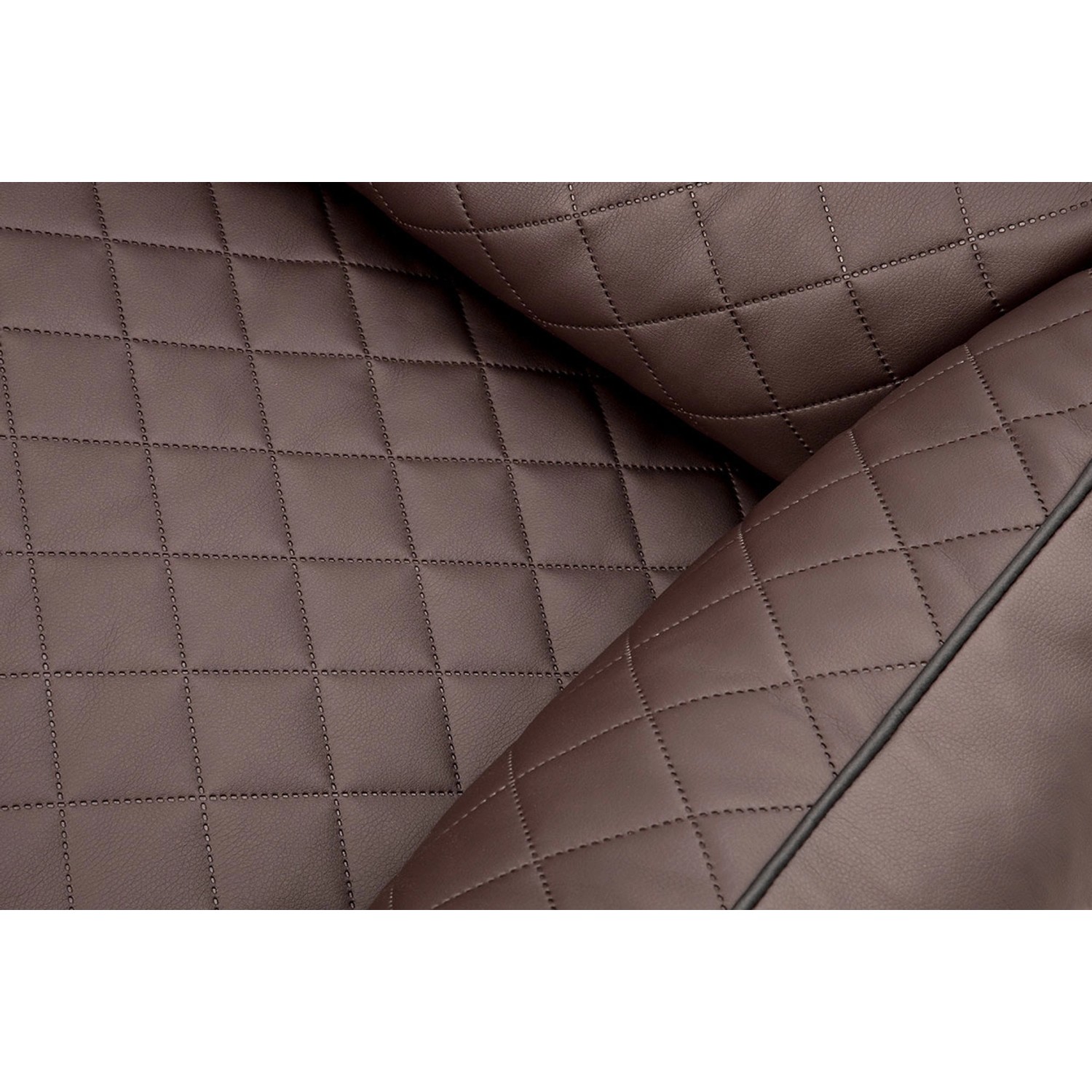 Detailaufnahme: Braunes, gestepptes Kunstleder des Knuffelwuff Hundebetts Madison.