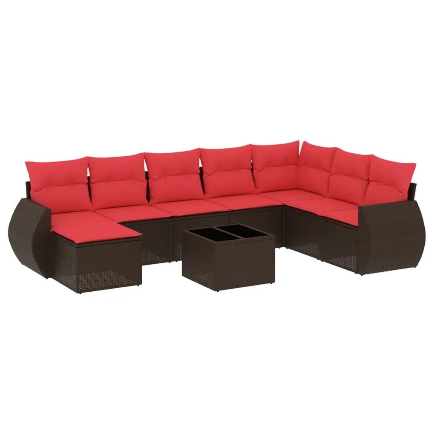 vidaXL 9-Tlg Gartensofa-Set mit Kissen Braun Polyrattan 3221773