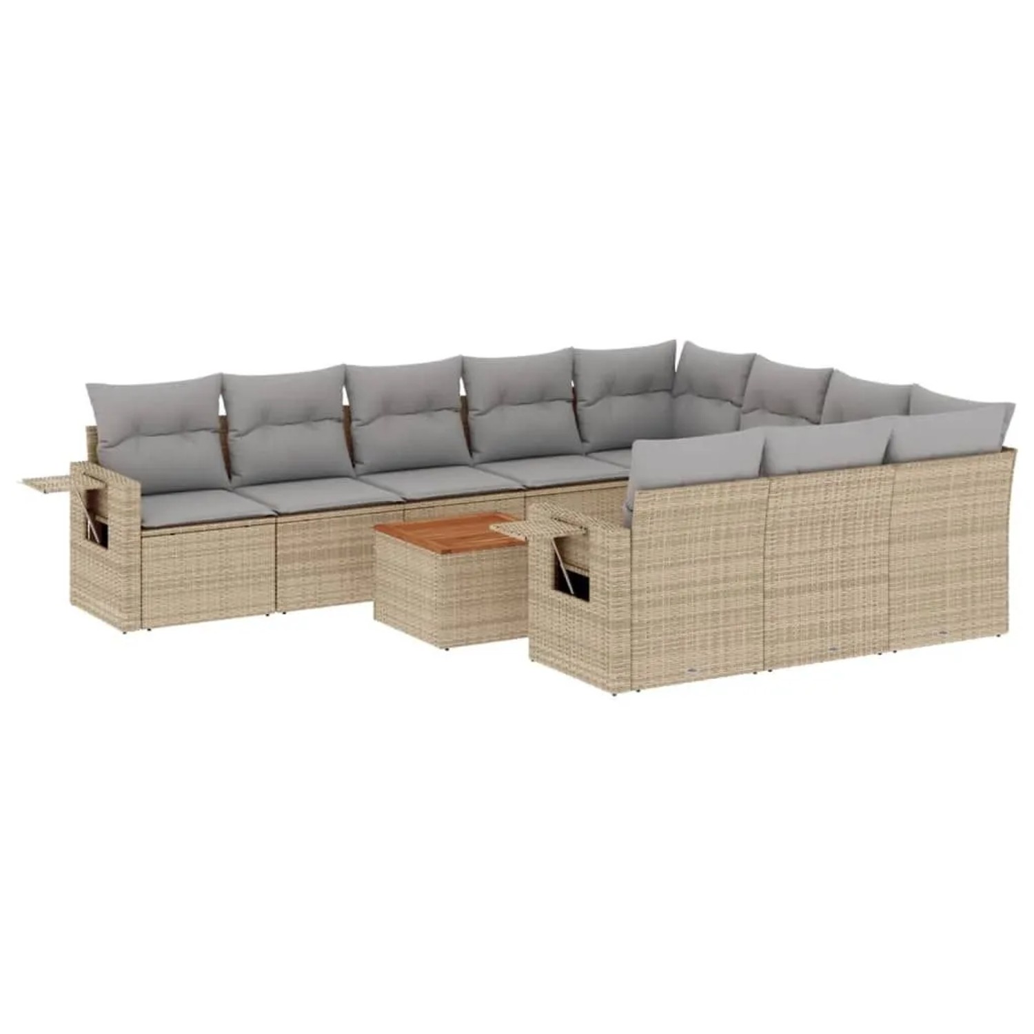 vidaXL 11-Tlg Garten-Sofagarnitur mit Kissen Beige Poly Rattan 3224743 günstig online kaufen