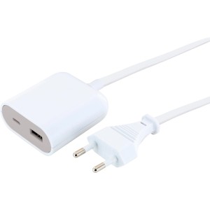Schwaiger USB Ladeadapter mit 2,5 m Verlängerungskabel, weiß.