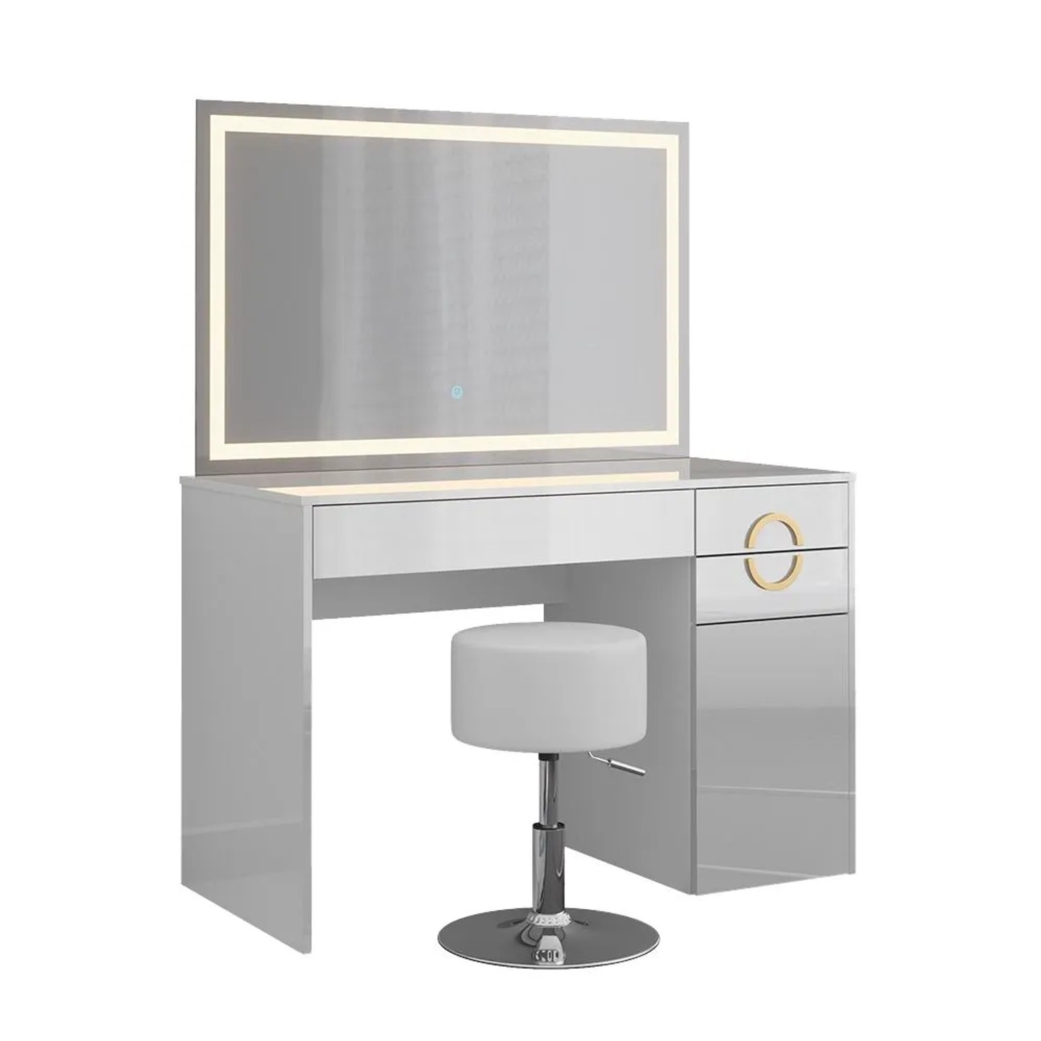 Vicco Schminktisch Adela Weiß 115 x 146 mit LED-Spiegel und Hocker