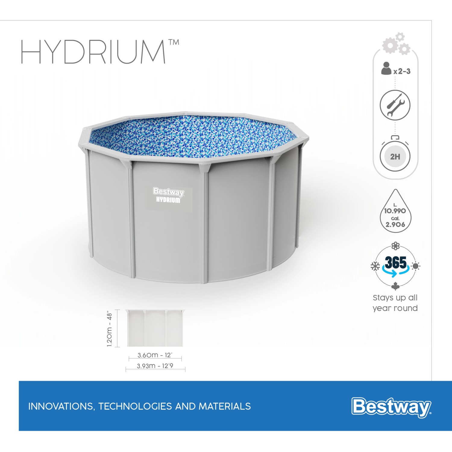 Bestway Hydrium Stahlwandpool Komplett-Set m. Sandfilteranlage Ø ...