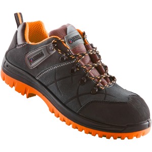 Terrax Workwear Sicherheitshalbschuh S1P, grau/orange, Größe 46. Arbeitsschuh mit Stahlkappe und rutschhemmender Sohle.