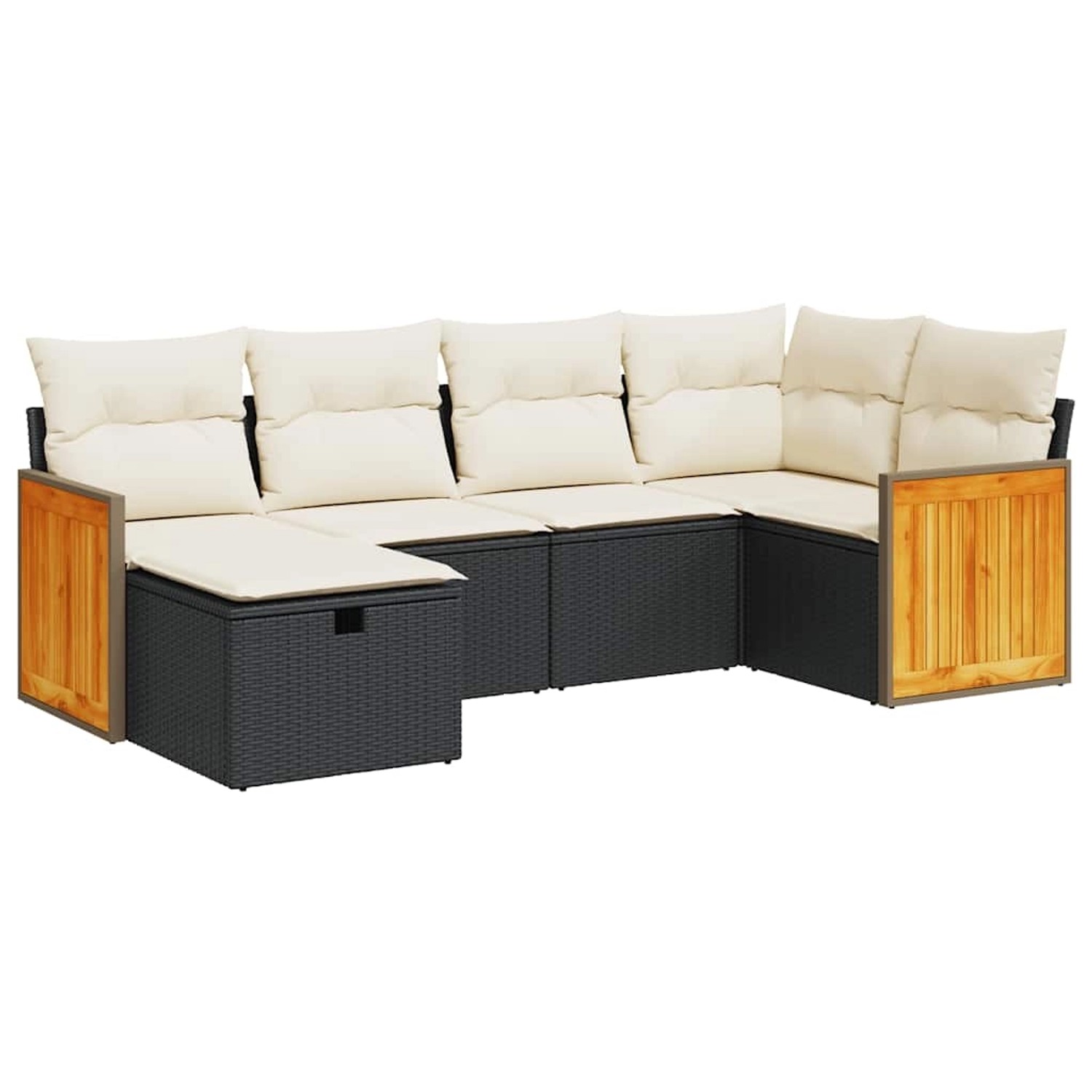 vidaXL 6-Tlg Garten-Sofagarnitur mit Kissen Schwarz Poly Rattan 3326025 günstig online kaufen