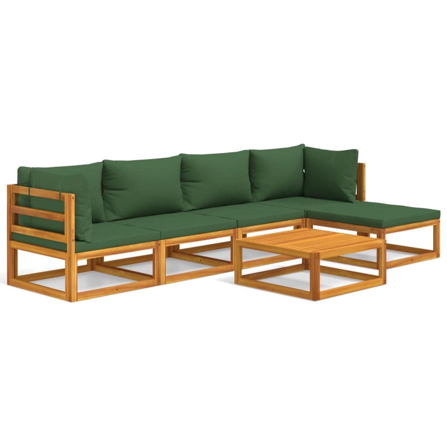 vidaXL 6-tlg Garten-Lounge-Set mit Grünen Kissen Massivholz Modell 7