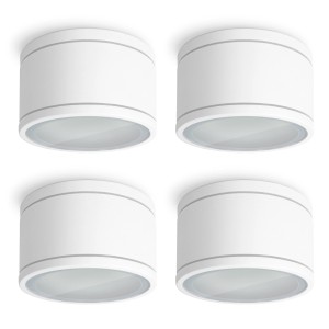 4er Set: Weiße SSC-LUXon LED Aufbauspots Celi-WX, IP44, ohne Leuchtmittel.