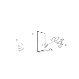 baliv Dusch-Schiebetür DUK-120.91T, 120 cm, Schwarz, mit Reinigungskraft Illustration.