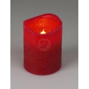 Rote LED-Kerze mit flackerndem Licht und Timerfunktion. Dekorative Wachsoptik, gewellter Rand für stimmungsvolle Beleuchtung.