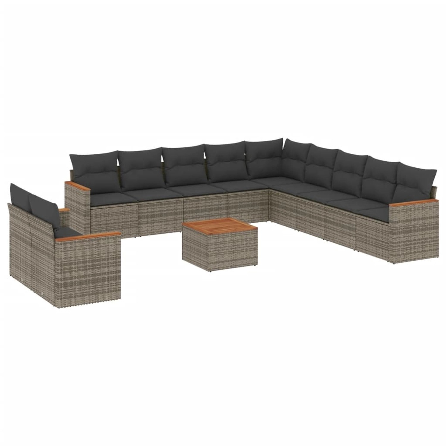 vidaXL 12-Tlg Garten-Sofagarnitur mit Kissen Grau Poly Rattan 3226137 günstig online kaufen