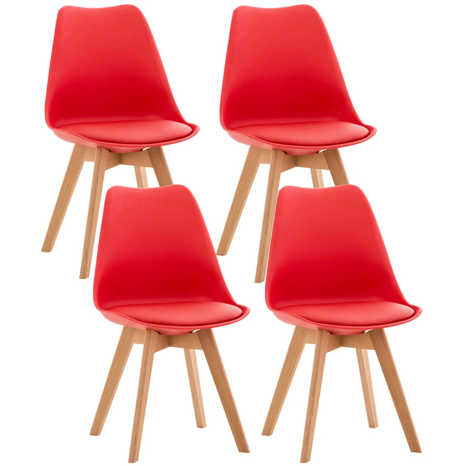 CLP 4er Set Esszimmerstuhl Linares rot/Kunststoff