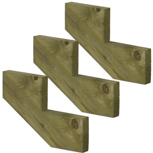 3er Set Vinuovo Treppenwange, 2 Stufen, KDI Holz für Außentreppen, 34cm hoch.