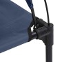Detailaufnahme: Marineblaues vidaXL Hundebett mit Stahlrahmen und Befestigung.