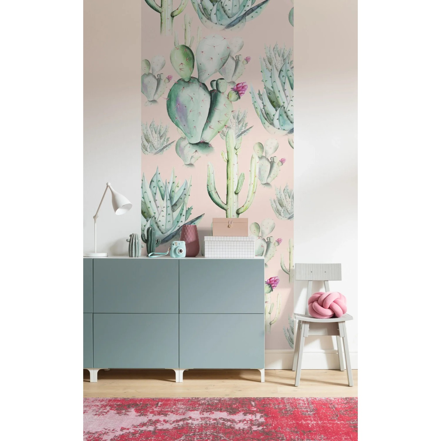 Komar Vlies Fototapete Cactus Rose Panel mit Kakteenmuster, 100x250cm.