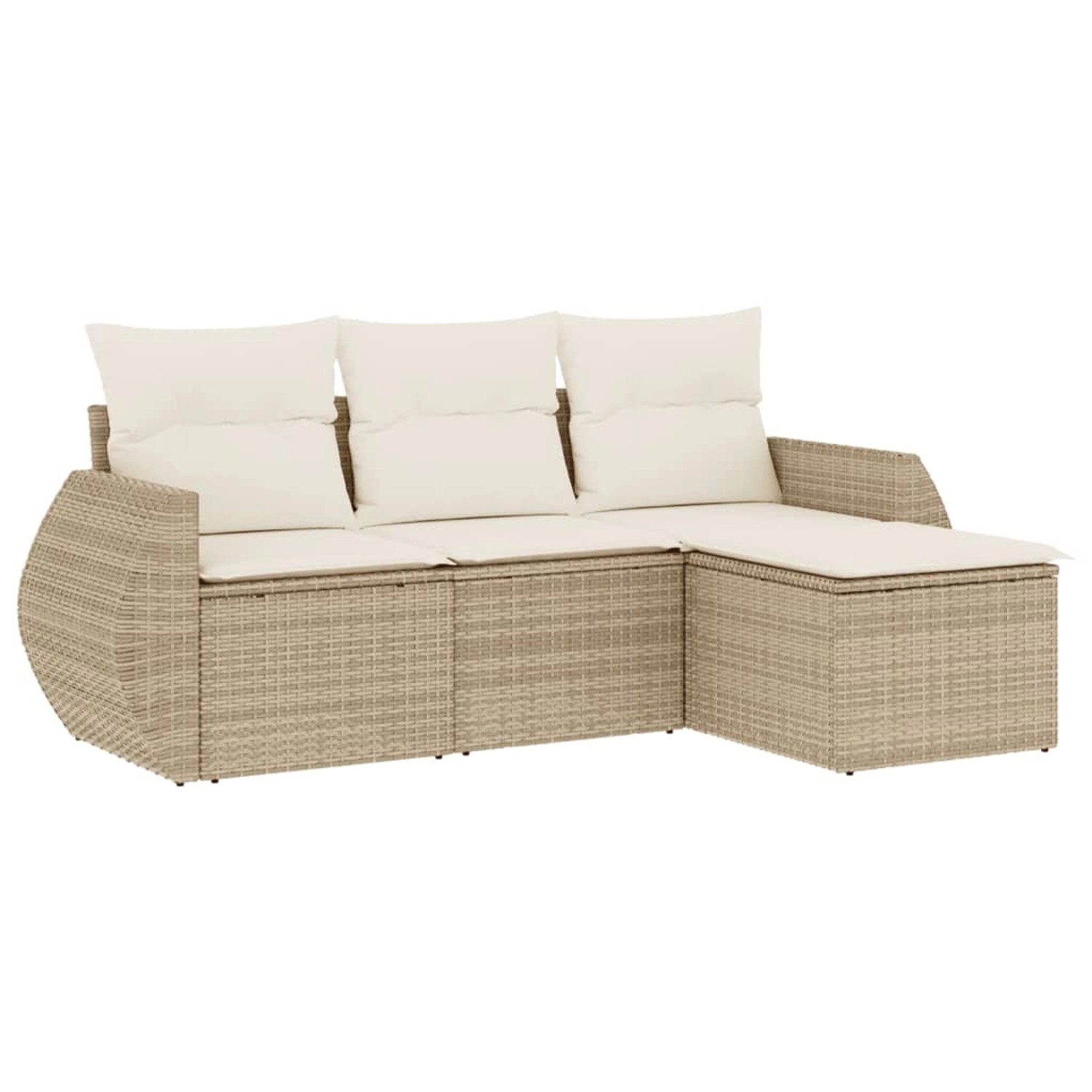vidaXL 4-Tlg Garten-Sofagarnitur mit Kissen Beige Poly Rattan 3221267 günstig online kaufen