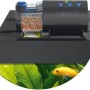 Juwel Easy Feed Futterautomat für Aquarien, mit Futter gefüllt, montiert auf Aquarium.