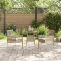 Beige 3-tlg. Garten Essgruppe aus Poly Rattan mit Tisch und zwei Stühlen.