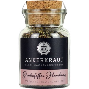 Ankerkraut Steakpfeffer Hamburg im Glas mit Korkdeckel, ein Muss für Grillfans.