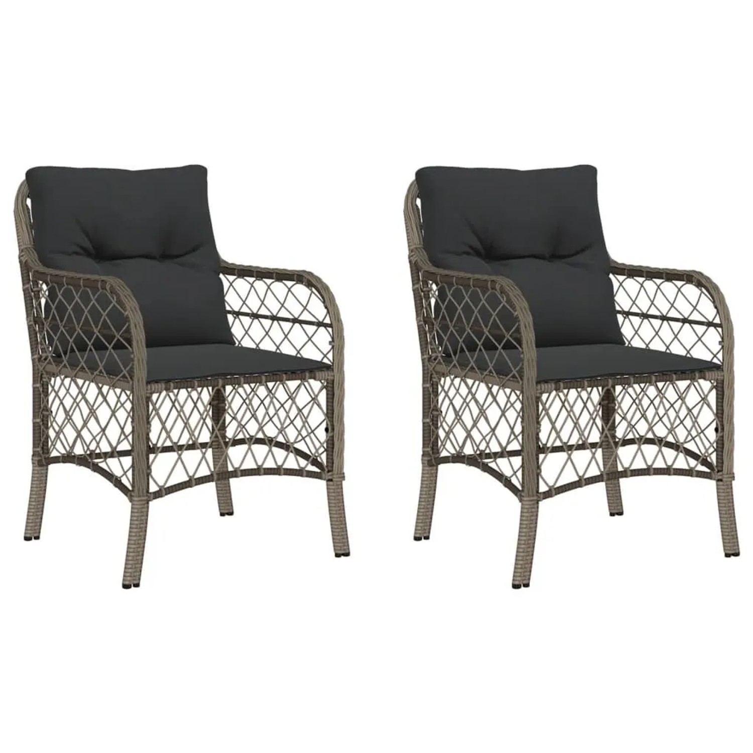 Furnicato Gartenstühle Mit Kissen 2 Stk Grau Poly Rattan