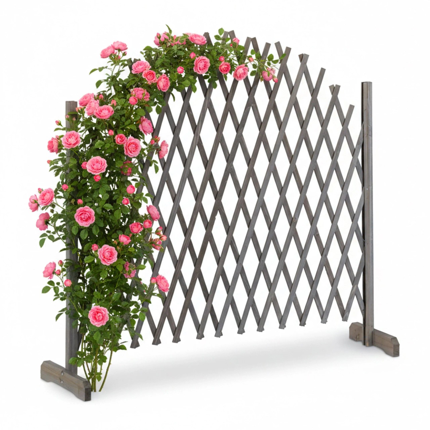 Relaxdays Rankgitter Tannenholz Grau Ausziehbar Freistehend 98 cm x 200 cm x 30 cm 1,7 kg
