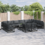 Schwarzes 12-tlg. vidaXL Garten-Sofa-Set aus Aluminium mit Kissen.